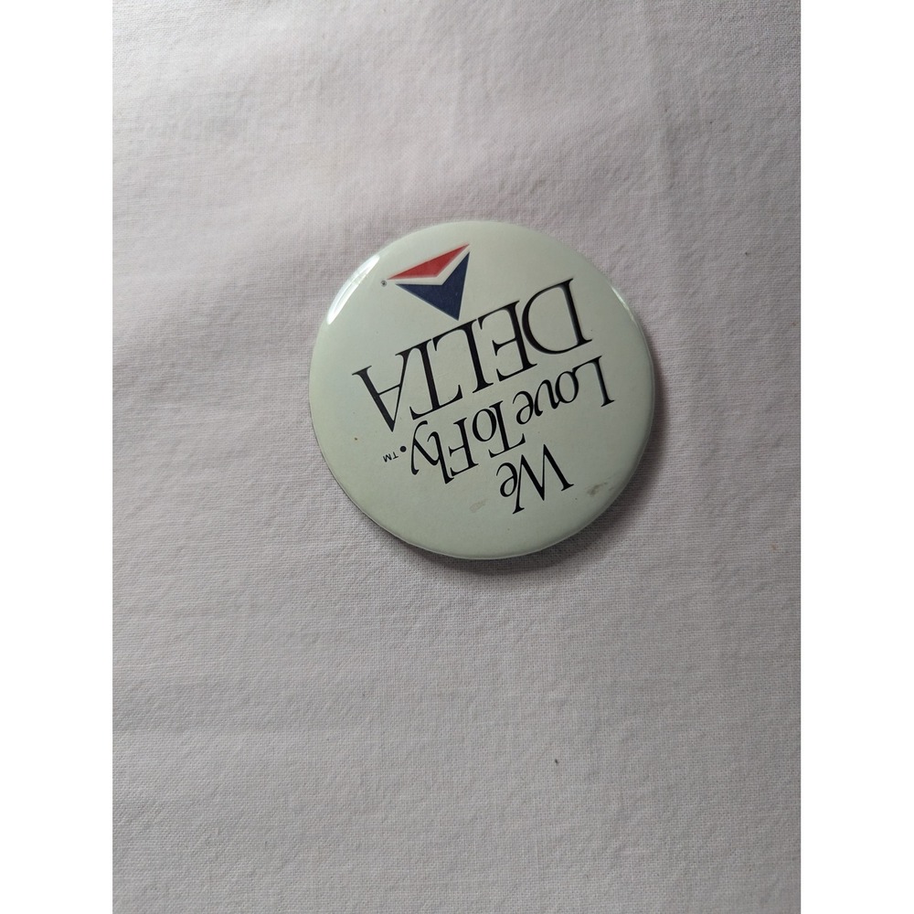 We Love to Fly Delta vintage 2.25" airlines plane‎ collectible button pin